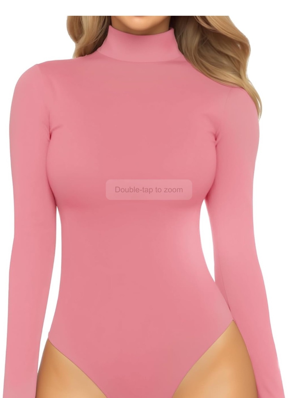 Slim Fit Pink Mock Neck Long Sleeve Bodysuit